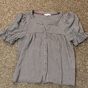 Jane and Delancey Black and White Checkered Blouse